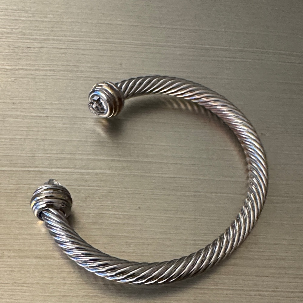 Silver Twisted Cable Cuff Bracelet - image 2